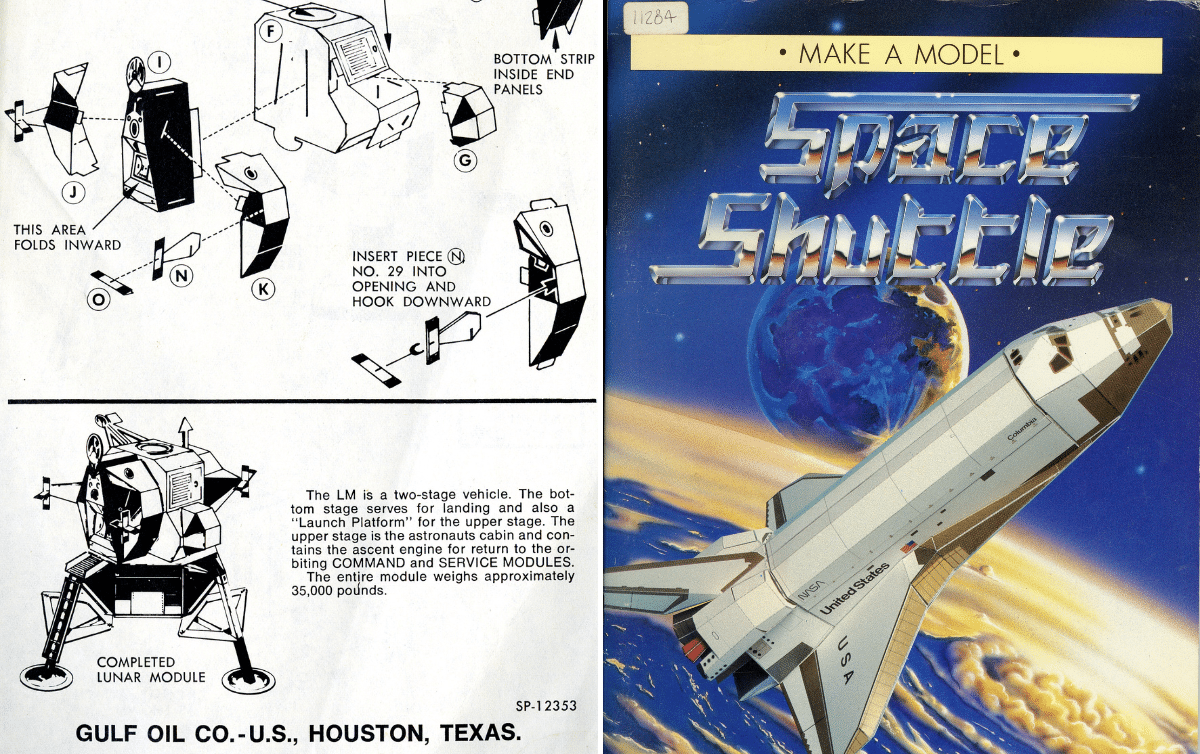 Paper model of the Apollo 11 Lunar Module and Space Shuttle paper model.
