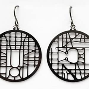 Washington, D.C. Streetmap Earrings Silver