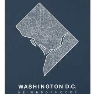 Washington, D.C. Neighborhoods Map Print Charcoal w/ White