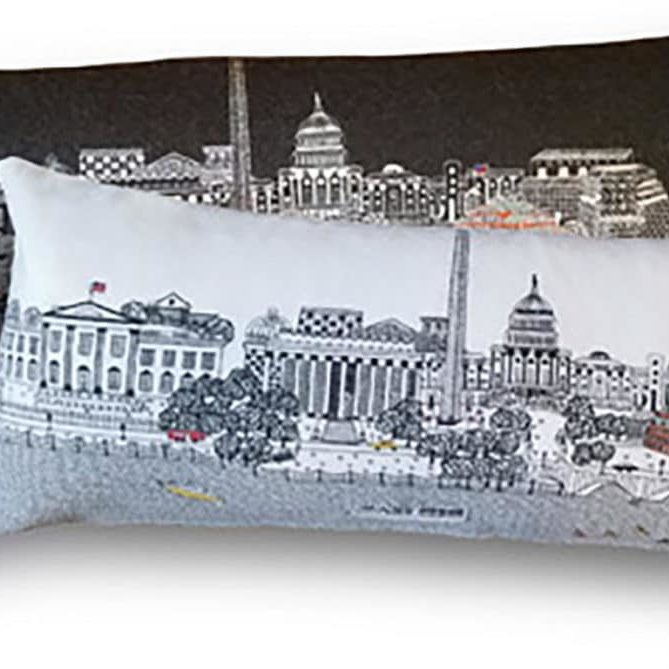 81257 Dc Nbm Skyline Day And Night Pillow