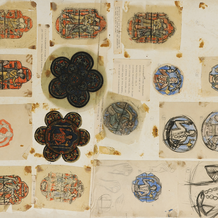 Stained glass sketch drawings