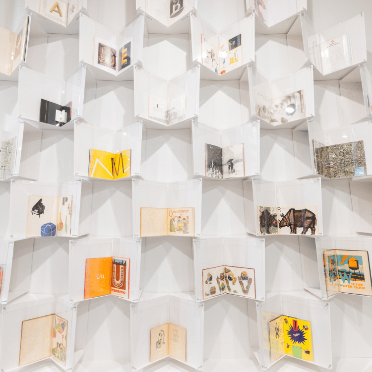 Wall of books in Building Stories
