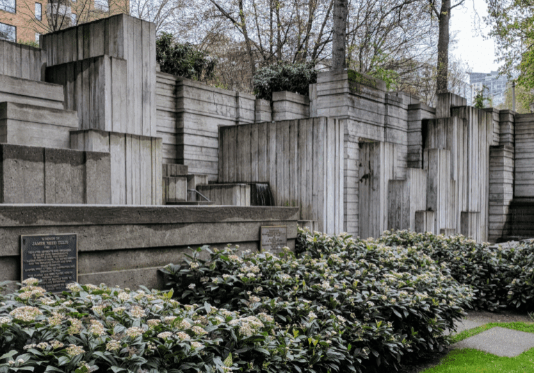 Freeway Park, Seattle Gray stone blocks in Freeway Park