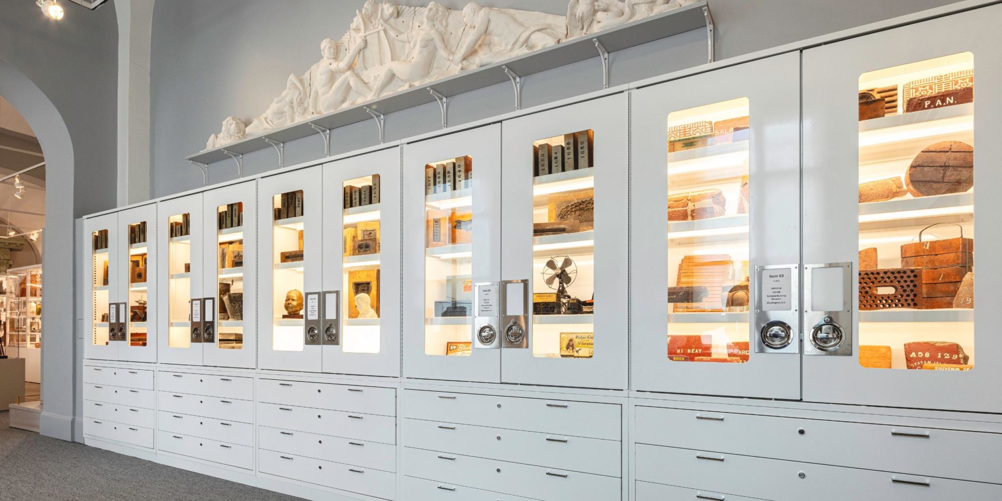 Caption: Visible Vault: Open Collections Storage at the National Building Museum. Photographed by Stephen A. Miller, StudioM13.
